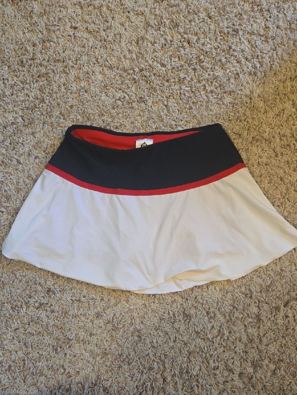 Black and White Flared Skirt with Red Trim